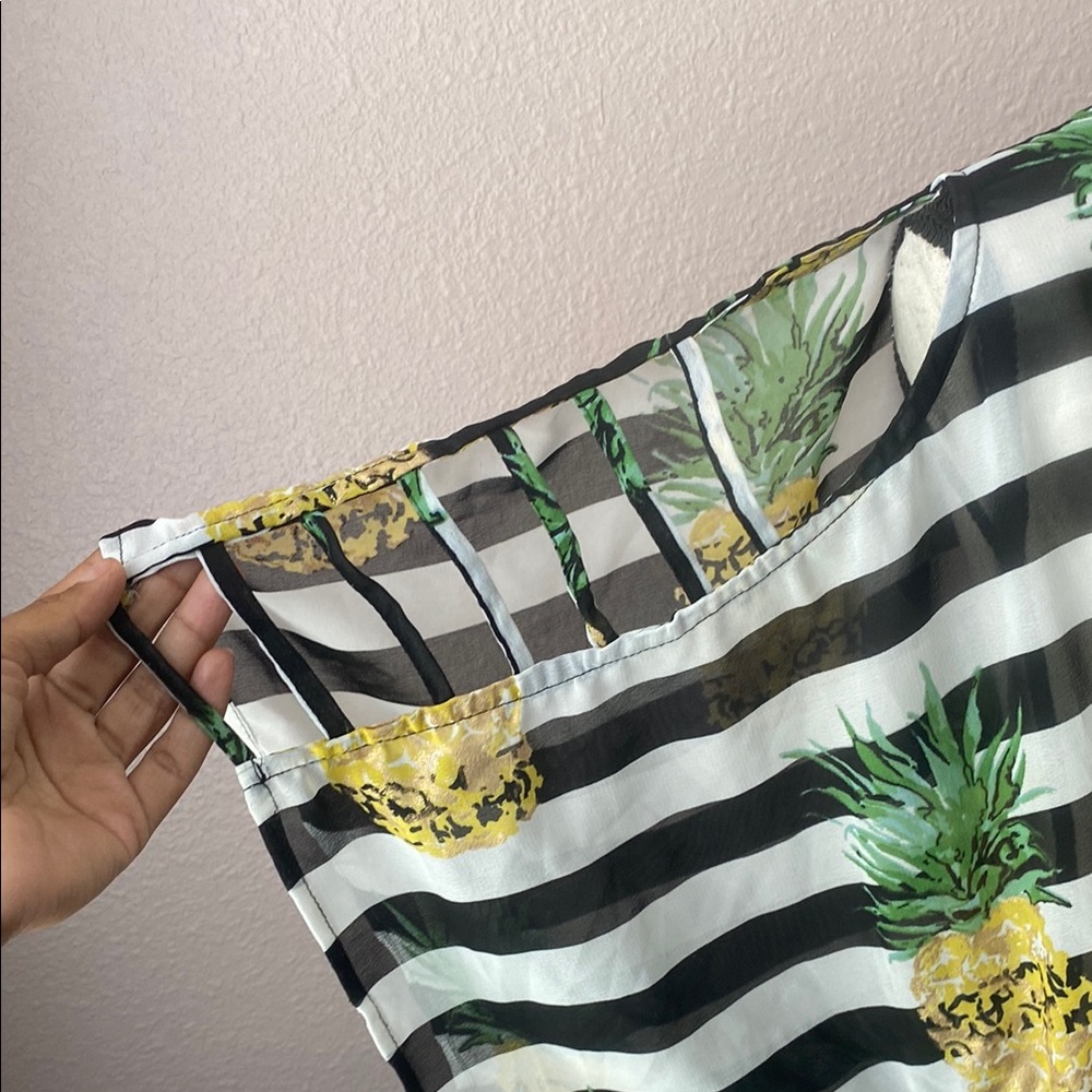 Striped Pineapple Print Swim Coverup - Picture 2 of 8
